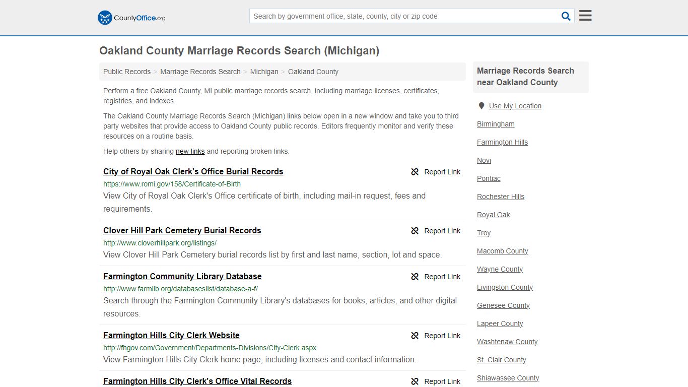 Oakland County Marriage Records Search (Michigan) - County Office